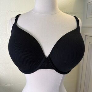 Victoria's Secret Ribbed Wireless Bra Black 36DDD F80 Lightly Lined T-Shirt Bra
